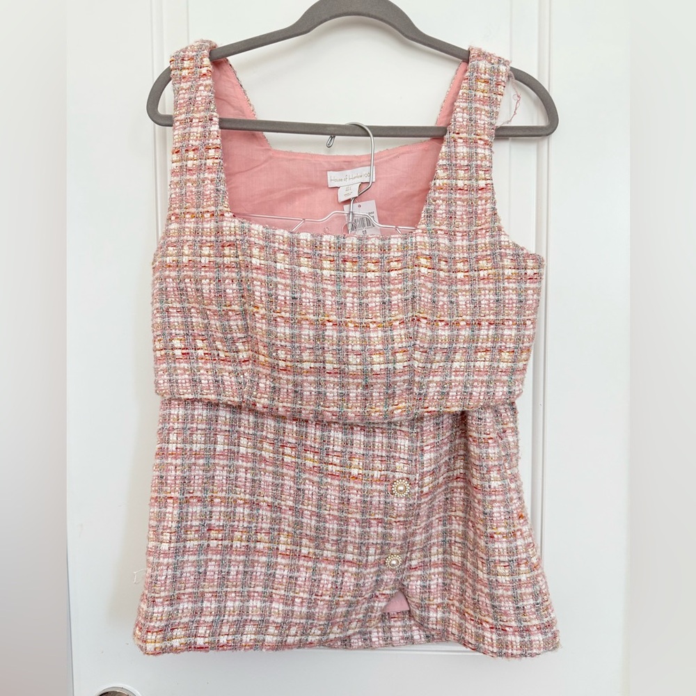 HOUSE OF HARLOW Tweed set (mini skirt & crop top), Size small